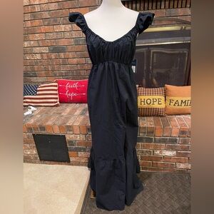 Universal Thread Black 100% Cotton Maxi Dress with flutter sleeve